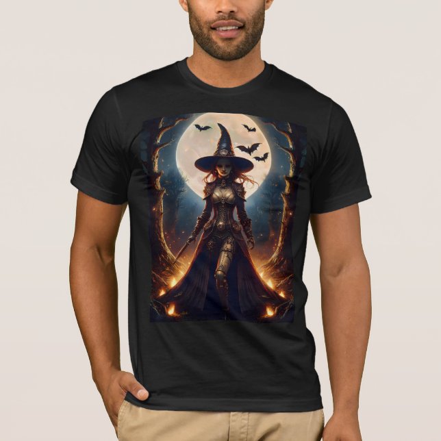 Halloween Steampunk Forest Hexe T-Shirt (Vorderseite)