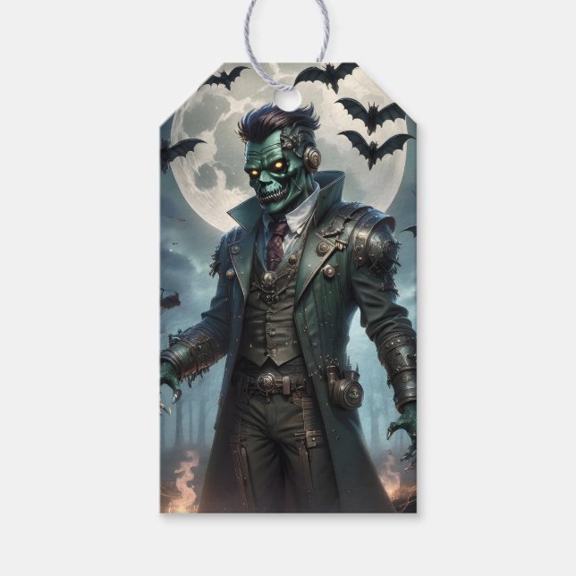 Halloween Steampunk Frankensteins Monster Geschenkanhänger (Vorderseite)