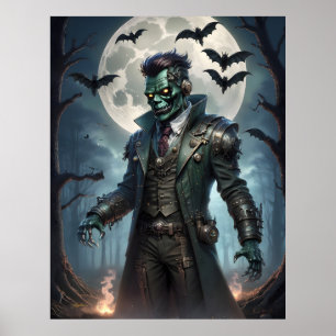 Halloween Steampunk Frankensteins Monster Poster