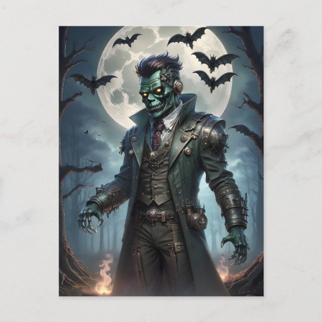 Halloween Steampunk Frankensteins Monster Postkarte (Vorderseite)