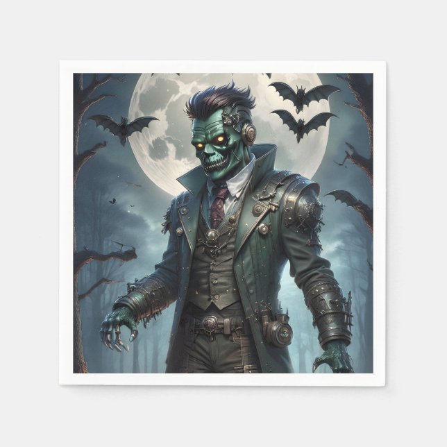 Halloween Steampunk Frankensteins Monster Serviette (Vorderseite)