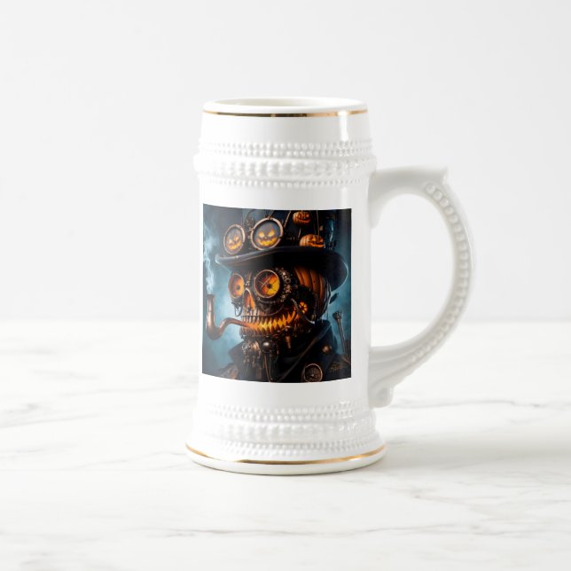 Halloween Steampunk Gothic Jack-O-Lantern Bierglas (Rechts)