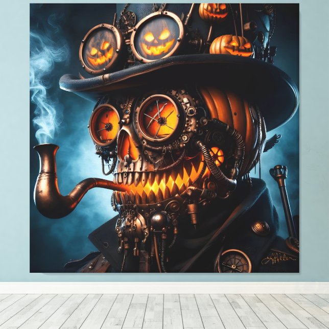 Halloween Steampunk Gothic Jack-O-Lantern Leinwanddruck (Insitu (Holzboden))