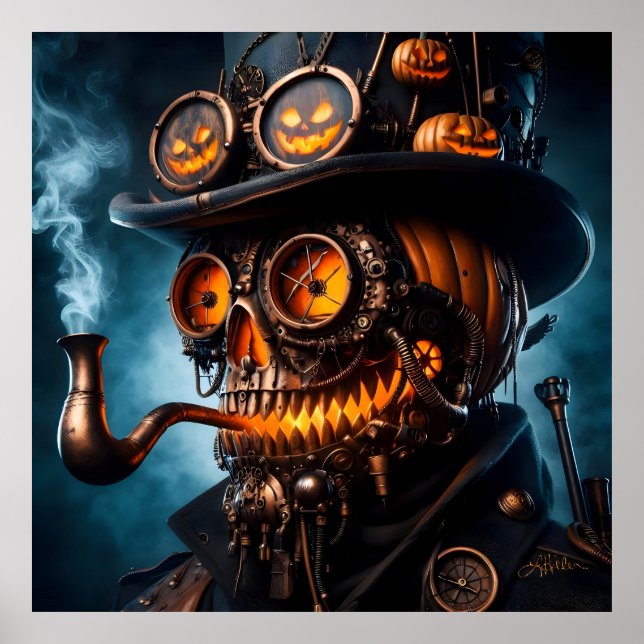Halloween Steampunk Gothic Jack-O-Lantern Poster (Vorne)