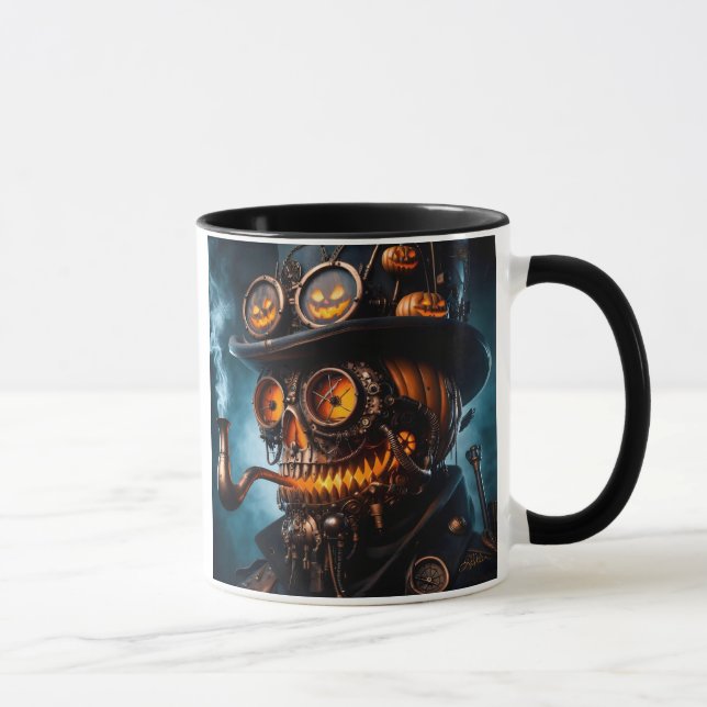 Halloween Steampunk Gothic Jack-O-Lantern Tasse (Rechts)