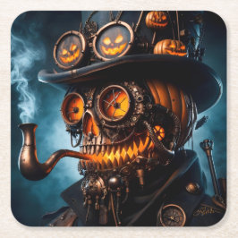 Halloween Steampunk Gothic Kürbis Rechteckiger Pappuntersetzer