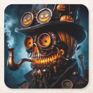 Halloween Steampunk Gothic Kürbis Rechteckiger Pappuntersetzer