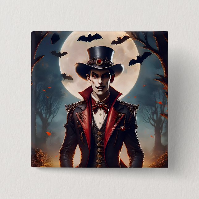 Halloween Steampunk Gothic Zombie Vampir Button (Vorderseite)