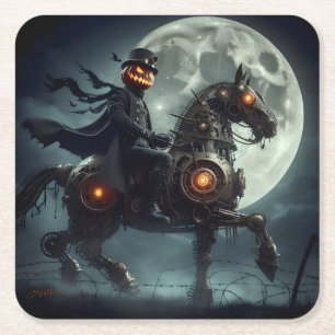Halloween Steampunk Headless Horseman Rechteckiger Pappuntersetzer