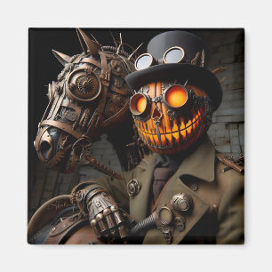 Halloween Steampunk Jack-O-Lantern Horseman Magnet