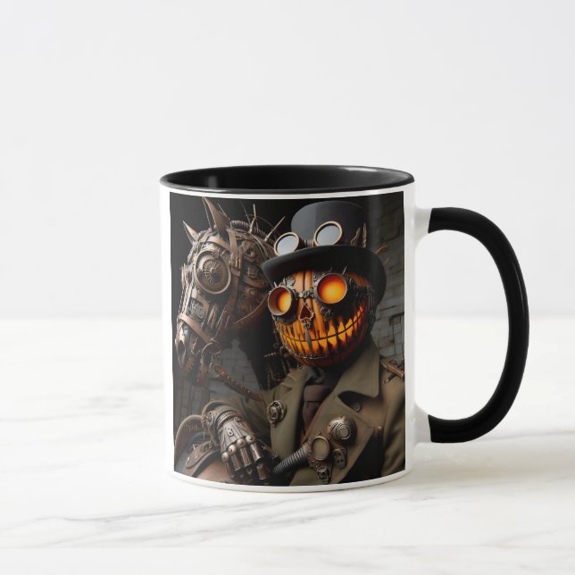 Halloween Steampunk Jack-O-Lantern Horseman Tasse (Rechts)