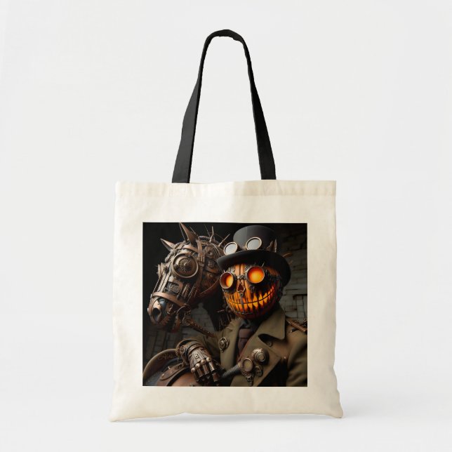 Halloween Steampunk Jack-O-Lantern Horseman Tragetasche (Vorne)