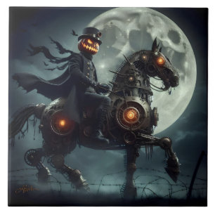 Halloween Steampunk Kopfloser Reiter Fliese