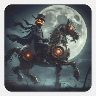 Halloween Steampunk Kopfloser Reiter Quadratischer Aufkleber