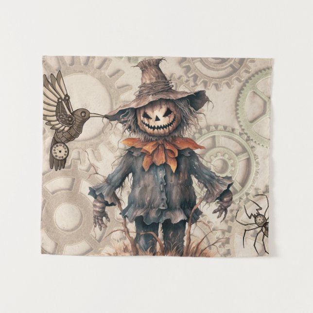 Halloween-Steampunk-Kunstteppich Wandteppich (Vorderseite (Horizontal))