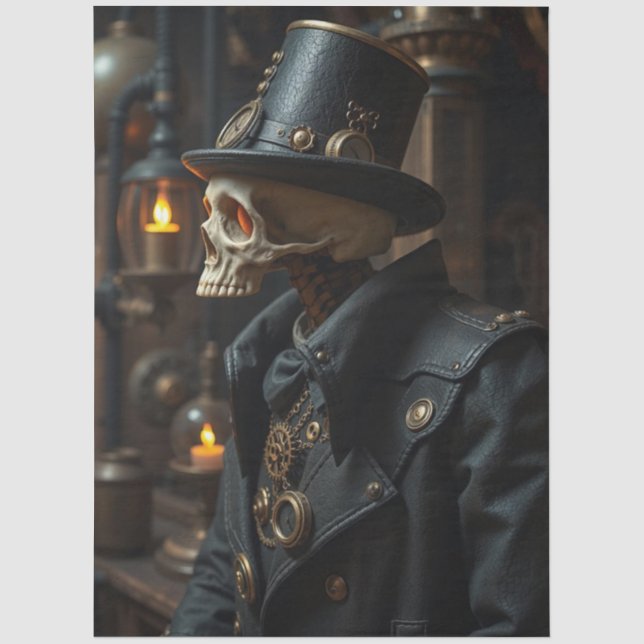 Halloween Steampunk Skeleton Seidenpapier (Vorderseite)