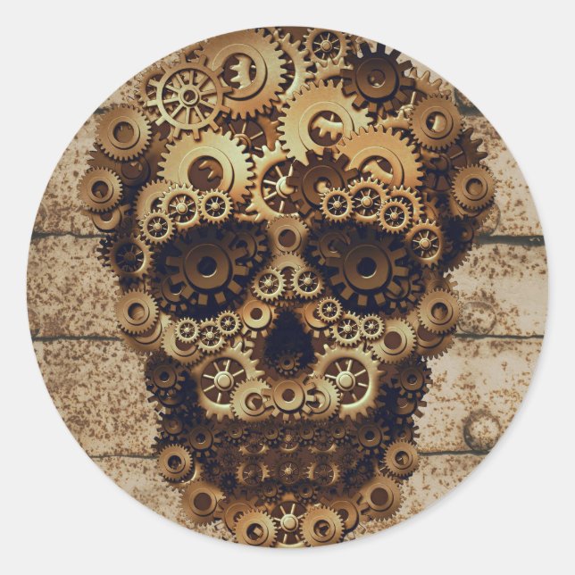 Halloween-Steampunk-Skelett-Aufkleber Runder Aufkleber (Vorderseite)