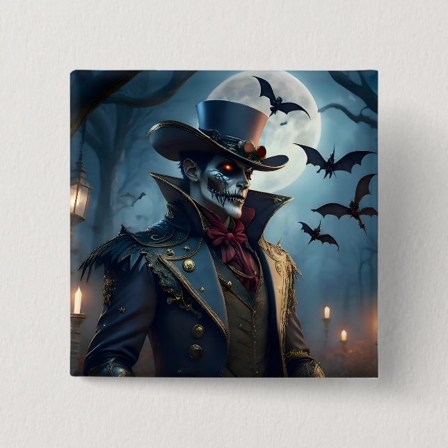 Halloween Steampunk Southern Gentleman Zombie Button (Vorderseite)