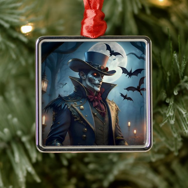 Halloween Steampunk Southern Gentleman Zombie Ornament Aus Metall (Baum)