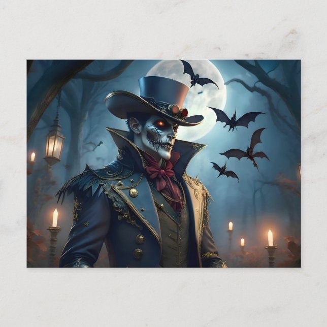 Halloween Steampunk Southern Gentleman Zombie Postkarte (Vorderseite)