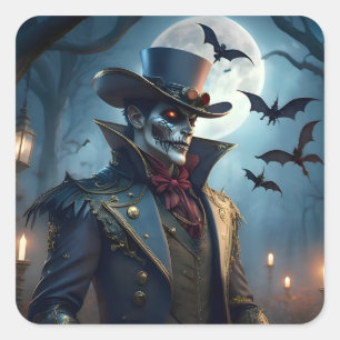 Halloween Steampunk Southern Gentleman Zombie Quadratischer Aufkleber