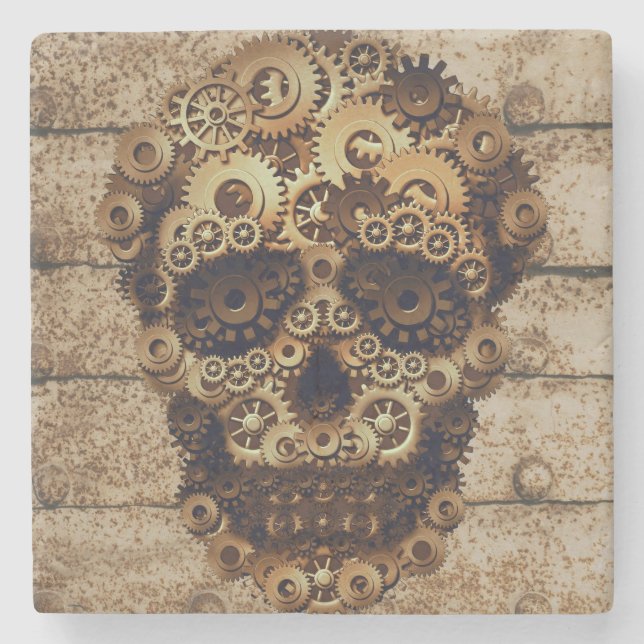Halloween Steampunk Steinuntersetzer (Vorderseite)