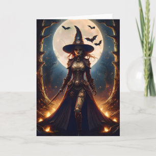 Halloween Steampunk Wald Hexe Karte