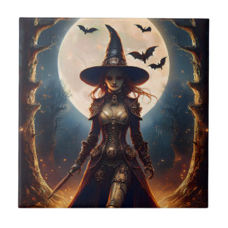 Halloween-Steampunk-Waldhexe Fliese