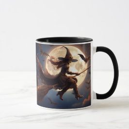 Halloween Steampunk Witch Moonlight Flight Tasse