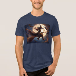 Halloween Steampunk Witch Moonlight Flight Tri-Blend Shirt