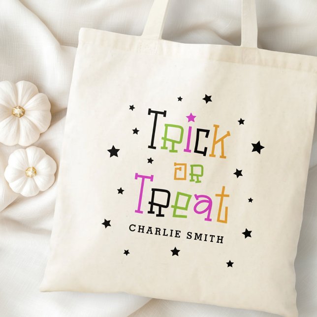 Halloween-Sterne für Trick oder Trete Tragetasche (Trick or treat name stars Halloween Tote Bag)