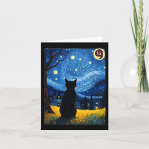 Halloween Sterne Nacht Schwarze Katze Komma La Kam Karte