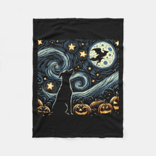 Halloween Sternenkunst Nachthimmel Kunst Hund Kürb Fleecedecke