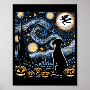 Halloween Sternenkunst Nachthimmel Kunst Hund Kürb Poster