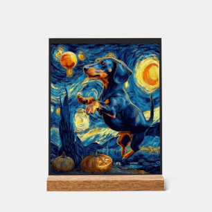 Halloween Sternennacht Welpe Dachshund Acrylschild