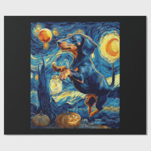 Halloween Sternennacht Welpe Dachshund Geschenkpapier