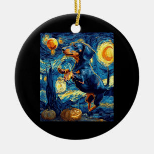 Halloween Sternennacht Welpen Dachshund Keramik Ornament