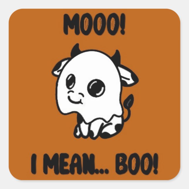 Halloween sticker koe spook (Vorderseite)