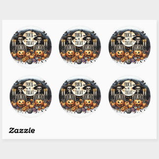 Halloween Sticker mit Skeletten