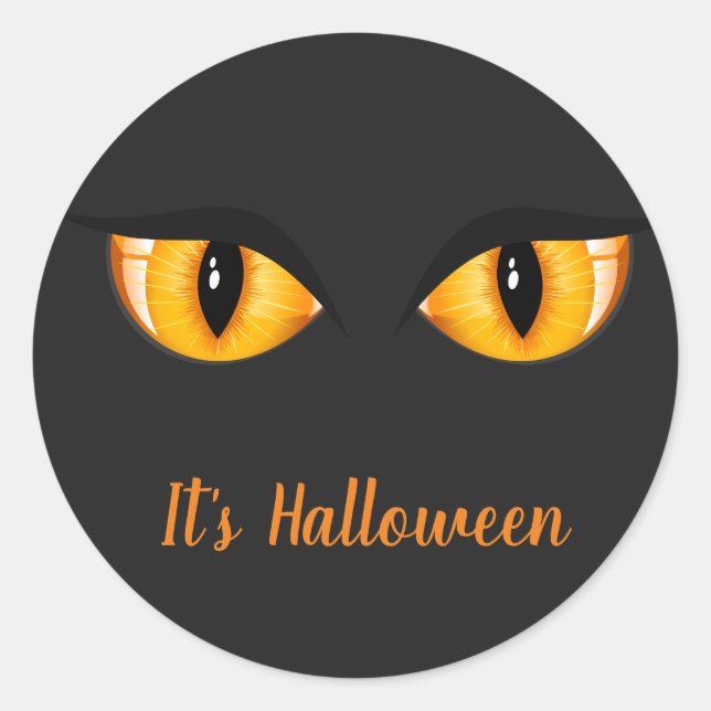 Halloween Stickers-Cat Eyes Runder Aufkleber (Vorderseite)