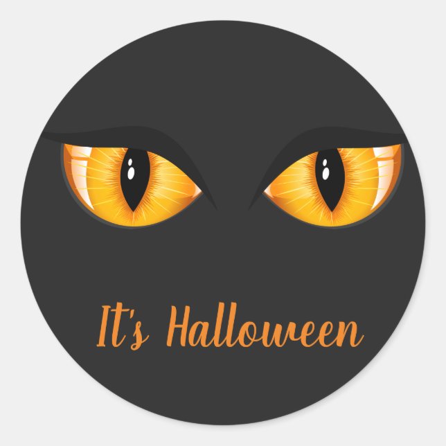 Halloween Stickers-Cat Eyes Runder Aufkleber (Vorderseite)