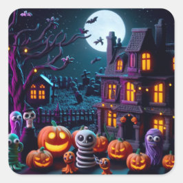Halloween Stickers: Clayation Fun Quadratischer Aufkleber