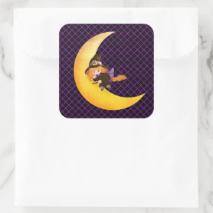 Halloween Stickers-Little Hexe Quadratischer Aufkleber