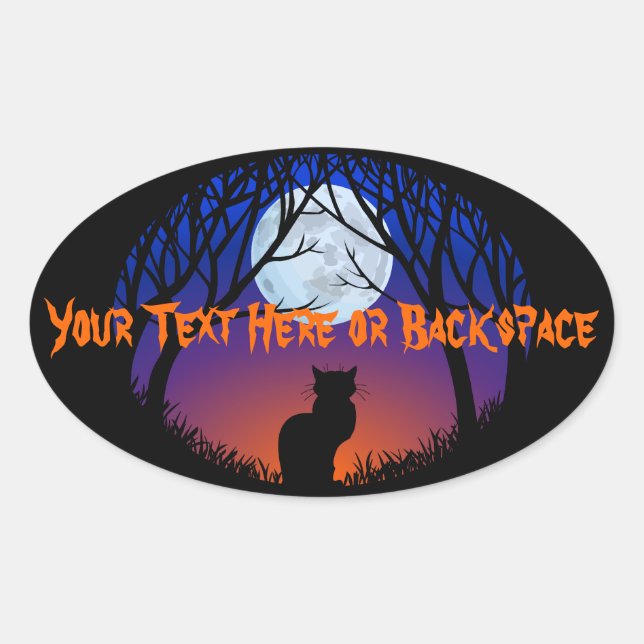 Halloween Stickers Personalisiert Spooky Cat Stick (Vorderseite)