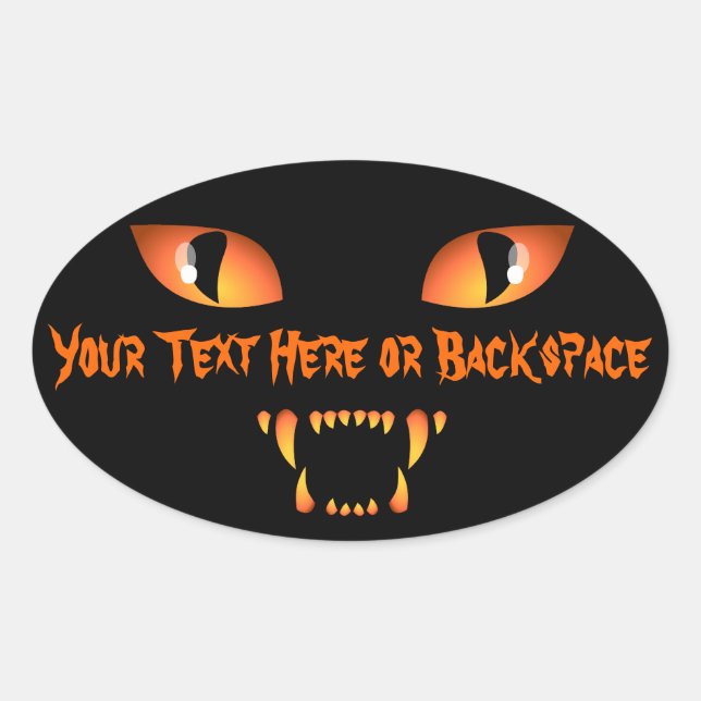 Halloween Stickers Personalisiert Spooky Cat Stick (Vorderseite)