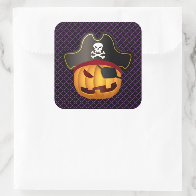 Halloween Stickers-Pirate Pumpkin Quadratischer Aufkleber (Tasche)