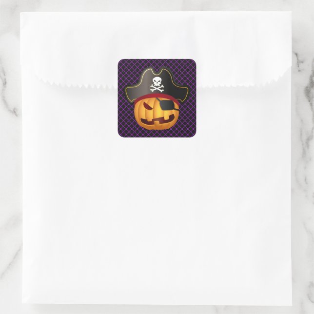 Halloween Stickers-Pirate Pumpkin Quadratischer Aufkleber (Tasche)
