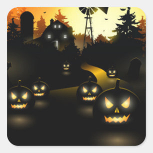 Halloween Stickers-Pumpkins Quadratischer Aufkleber