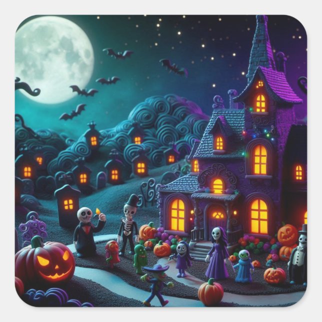 Halloween Stickers: Spooky Fun Square Stickers (Vorderseite)