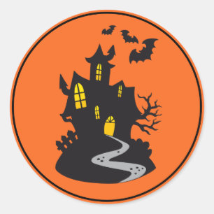 Halloween Stickers-Spuk Haus Runder Aufkleber